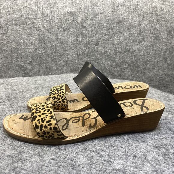 Sam Edelman Shoes - Sam Edelman Sandals Women's Size 11 Black Leather Fur Animal Print Wedge